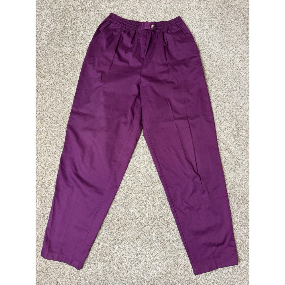 Hunters Run Vintage Purple High Waisted Elastic Waist Pleated Pants Size 16